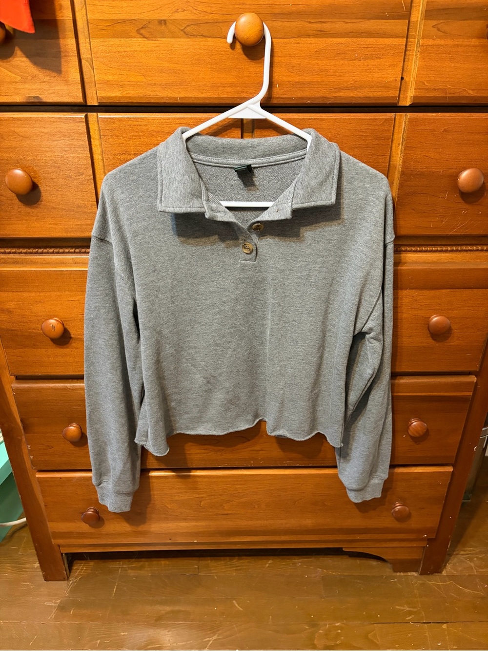 Wild Fable Cropped Grey Henley Sweater